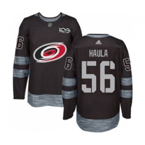 Men's Hurricanes #56 Erik Haula Black 1917-2017 100th Anniversary Stitched Hockey Jersey