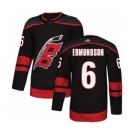 Men's Hurricanes #6 Joel Edmundson Black Alternate Authentic Stitched Hockey Jersey