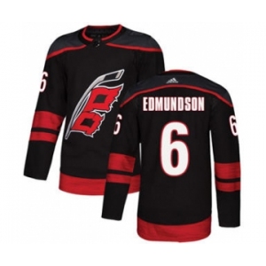 Men's Hurricanes #6 Joel Edmundson Black Alternate Authentic Stitched Hockey Jersey