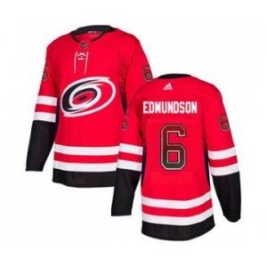Men's Hurricanes #6 Joel Edmundson Red Home Authentic Drift Fashion Stitched Hockey Jersey