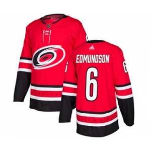 Men's Hurricanes #6 Joel Edmundson Red Home Authentic Stitched Hockey Jersey