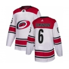 Men's Hurricanes #6 Joel Edmundson White Road Authentic Stitched Hockey Jersey