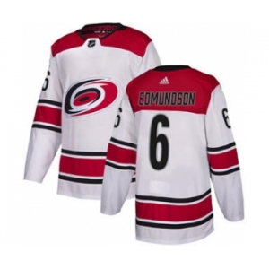 Men's Hurricanes #6 Joel Edmundson White Road Authentic Stitched Hockey Jersey