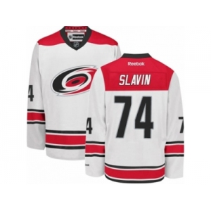 Men's Reebok Carolina Hurricanes #74 Jaccob Slavin Authentic White Away NHL Jersey