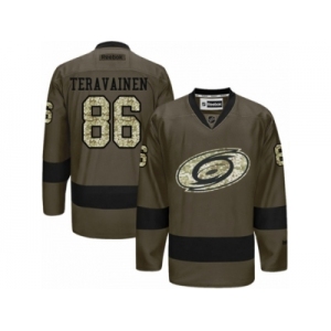 Men's Reebok Carolina Hurricanes #86 Teuvo Teravainen Authentic Green Salute to Service NHL Jersey