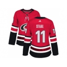 Women Adidas Carolina Hurricanes #11 Jordan Staal Red Home Authentic Stitched NHL Jersey