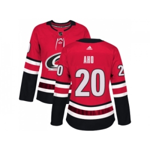 Women Adidas Carolina Hurricanes #20 Sebastian Aho Red Home Authentic Stitched NHL Jersey