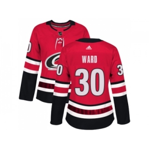 Women Adidas Carolina Hurricanes #30 Cam Ward Red Home Authentic Stitched NHL Jersey