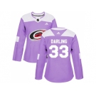 Women Adidas Carolina Hurricanes #33 Scott Darling Purple Authentic Fights Cancer Stitched NHL Jersey