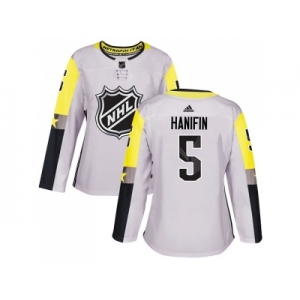 Women Adidas Carolina Hurricanes #5 Noah Hanifin Gray 2018 All-Star Metro Division Authentic Stitched NHL Jersey