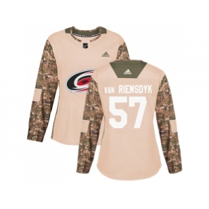 Women Adidas Carolina Hurricanes #57 Trevor Van Riemsdyk Camo Authentic 2017 Veterans Day Stitched NHL Jersey