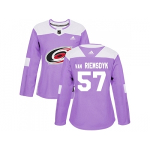 Women Adidas Carolina Hurricanes #57 Trevor Van Riemsdyk Purple Authentic Fights Cancer Stitched NHL Jersey