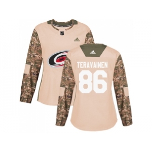 Women Adidas Carolina Hurricanes #86 Teuvo Teravainen Camo Authentic 2017 Veterans Day Stitched NHL Jersey