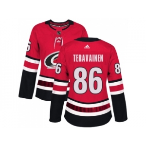 Women Adidas Carolina Hurricanes #86 Teuvo Teravainen Red Home Authentic Stitched NHL Jersey