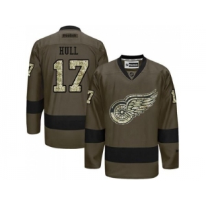 Detroit Red Wings #17 Brett Hull Green Salute to Service Stitched NHL Jersey