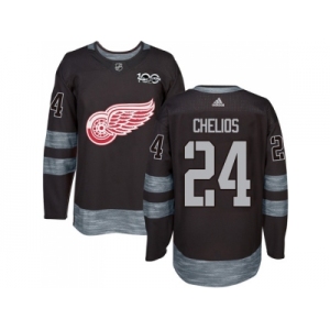 Detroit Red Wings #24 Chris Chelios Black 1917-2017 100th Anniversary Stitched NHL Jersey
