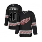 Detroit Red Wings #40 Henrik Zetterberg Black Team Logos Fashion Jersey
