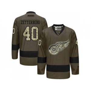 Detroit Red Wings #40 Henrik Zetterberg Green Salute to Service Stitched NHL Jersey