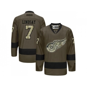 Detroit Red Wings #7 Ted Lindsay Green Salute to Service Stitched NHL Jersey