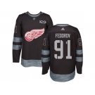 Detroit Red Wings #91 Sergei Fedorov Black 1917-2017 100th Anniversary Stitched NHL Jersey