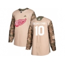 Men Adidas Detroit Red Wings #10 Alex Delvecchio Camo Authentic 2017 Veterans Day Stitched NHL Jersey