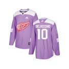 Men Adidas Detroit Red Wings #10 Alex Delvecchio Purple Authentic Fights Cancer Stitched NHL Jersey