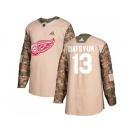 Men Adidas Detroit Red Wings #13 Pavel Datsyuk Camo Authentic 2017 Veterans Day Stitched NHL Jersey