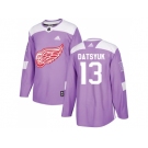 Men Adidas Detroit Red Wings #13 Pavel Datsyuk Purple Authentic Fights Cancer Stitched NHL Jersey