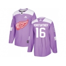 Men Adidas Detroit Red Wings #16 Vladimir Konstantinov Purple Authentic Fights Cancer Stitched NHL Jersey