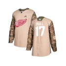 Men Adidas Detroit Red Wings #17 Brett Hull Camo Authentic 2017 Veterans Day Stitched NHL Jerse