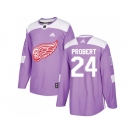 Men Adidas Detroit Red Wings #24 Bob Probert Purple Authentic Fights Cancer Stitched NHL Jersey