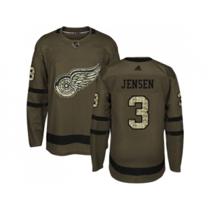 Men Adidas Detroit Red Wings #3 Nick Jensen Green Salute to Service Stitched NHL Jersey
