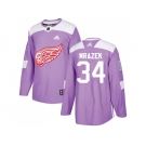 Men Adidas Detroit Red Wings #34 Petr Mrazek Purple Authentic Fights Cancer Stitched NHL Jersey