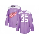 Men Adidas Detroit Red Wings #35 Jimmy Howard Purple Authentic Fights Cancer Stitched NHL Jersey