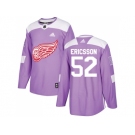 Men Adidas Detroit Red Wings #52 Jonathan Ericsson Purple Authentic Fights Cancer Stitched NHL Jersey