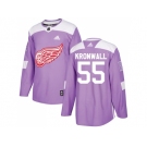 Men Adidas Detroit Red Wings #55 Niklas Kronwall Purple Authentic Fights Cancer Stitched NHL Jersey