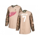 Men Adidas Detroit Red Wings #7 Ted Lindsay Camo Authentic 2017 Veterans Day Stitched NHL Jersey