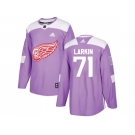 Men Adidas Detroit Red Wings #71 Dylan Larkin Purple Authentic Fights Cancer Stitched NHL Jersey