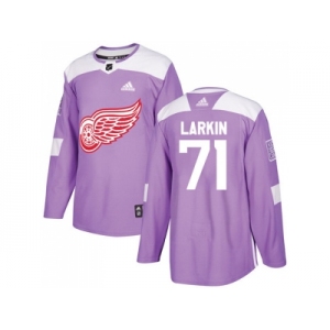 Men Adidas Detroit Red Wings #71 Dylan Larkin Purple Authentic Fights Cancer Stitched NHL Jersey
