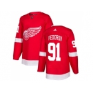 Men Adidas Detroit Red Wings #91 Sergei Fedorov Red Home Authentic Stitched NHL Jersey