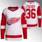 Men Detroit Red Wings #36 Christian Fischer White Stitched Jersey