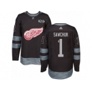 Men's Adidas Detroit Red Wings #1 Terry Sawchuk Authentic Black 1917-2017 100th Anniversary NHL Jersey