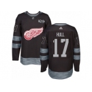 Men's Adidas Detroit Red Wings #17 Brett Hull Authentic Black 1917-2017 100th Anniversary NHL Jersey