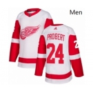 Mens Adidas Detroit Red Wings 24 Bob Probert Authentic White Away NHL Jersey