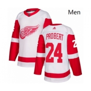 Mens Adidas Detroit Red Wings 24 Bob Probert Authentic White Away NHL Jersey