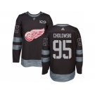 Men's Adidas Detroit Red Wings #95 Dennis Cholowski Authentic Black 1917-2017 100th Anniversary NHL Jersey