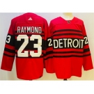 Men's Detroit Red Wings #23 Lucas Raymond Red 2022-23 Reverse Retro Stitched Jersey