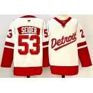Men's Detroit Red Wings #53 Moritz Seider White Red 2024-25 Stitched Jersey