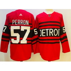 Men's Detroit Red Wings #57 David Perron Red 2022-23 Reverse Retro Stitched Jersey