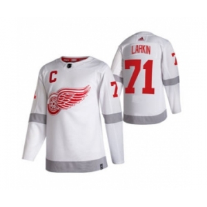 Men's Detroit Red Wings #71 Dylan Larkin White 2020-21 Reverse Retro Alternate Hockey Jersey
